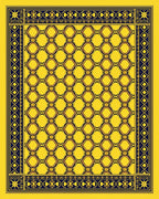 Golden Yellow Hexagonal Lattice Border Rug