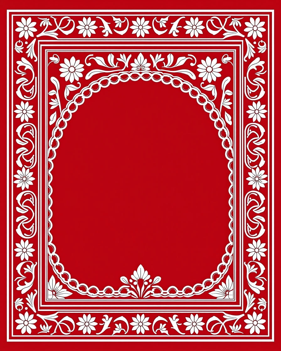 Crimson Floral Arch Traditional Rug
