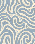 Pale Blue Swirls Cream Swirls Triangles Rug