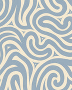 Pale Blue Swirls Cream Swirls Triangles Rug