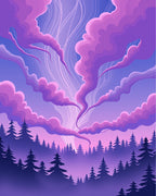 Mystical Purple Sky Forest Swirl Rug