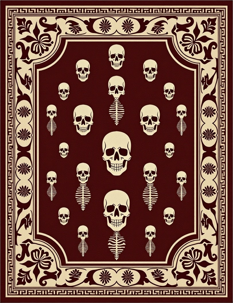 Gothic Skull Bone Medallion Rug