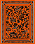 Bold Orange Black Leaf Scatter Rug