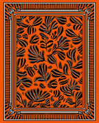 Bold Orange Black Leaf Scatter Rug