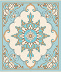 Light Blue Floral Medallion Rug