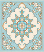 Light Blue Floral Medallion Rug