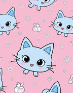 Cute Blue Kitty Snowflakes Pink Rug