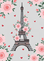 Pink Roses Eiffel Tower Hearts Rug