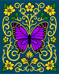Majestic Purple Butterfly Yellow Floral Swirls Rug