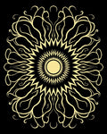 Golden Sunburst Medallion Art Deco Rug