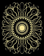 Golden Sunburst Medallion Art Deco Rug