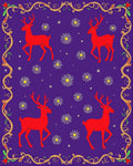 Red Deer Purple Floral Border Rug