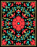 Vibrant Red Floral Symmetry Medallion Rug