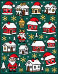 Festive Santa Houses Snowflake Celebration Rug