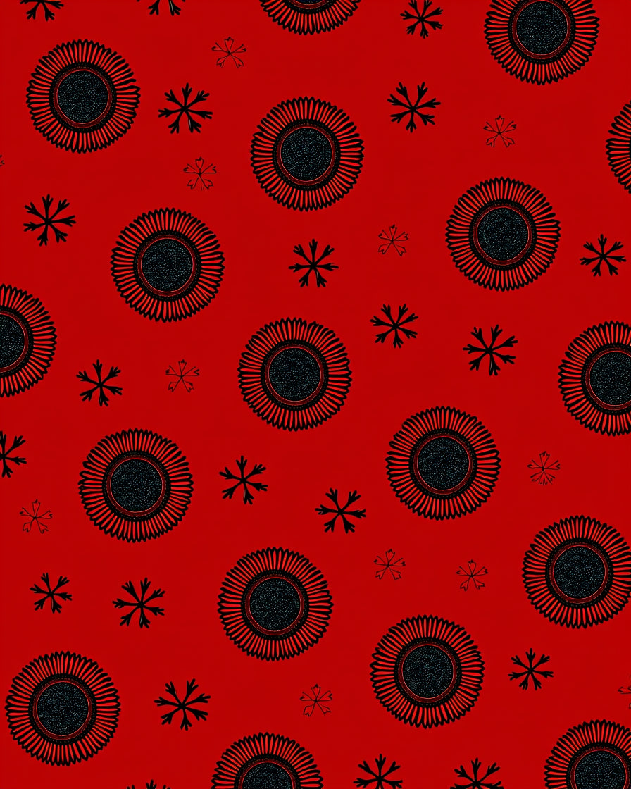 Crimson Sunburst Floral Scatter Rug