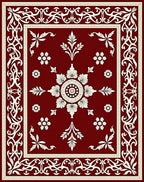 Classic Crimson Floral Garden Rug
