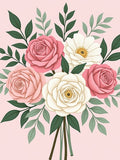 Pink White Rose Bouquet Garland Rug