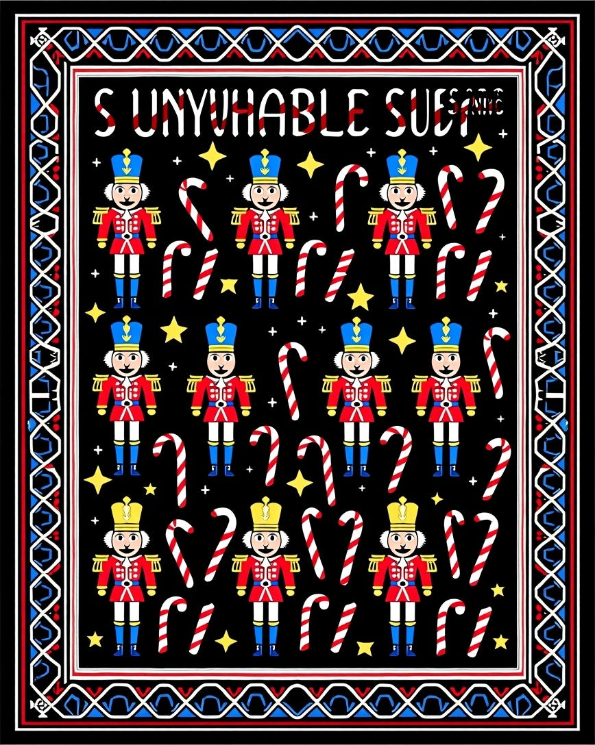 Whimsical Nutcracker Candy Cane Holiday Rug