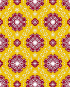 Crimson Floral Medallion Yellow Rug