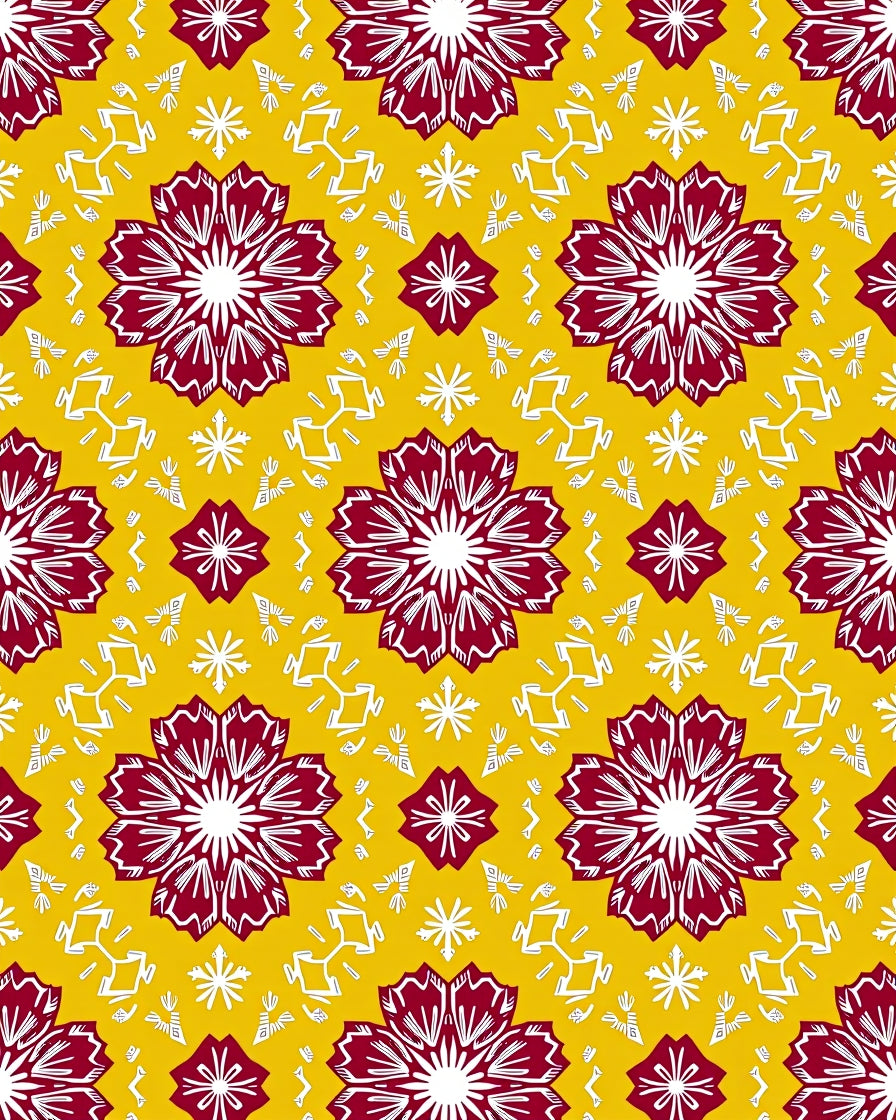 Crimson Floral Medallion Yellow Rug