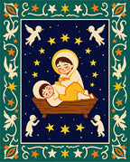 Natal Scene With Angels And Stars Rug