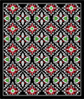 Rich Red Green Floral Kaleidoscopic Abstraction Rug