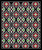 Rich Red Green Floral Kaleidoscopic Abstraction Rug