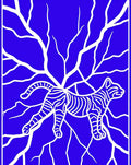 Bold Blue Feline Vine Art Rug