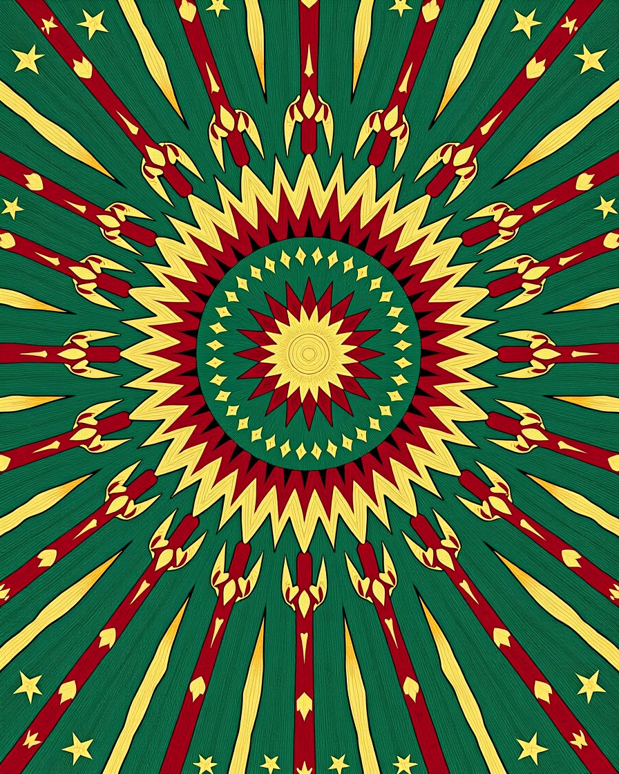 Radiant Crimson Gold Starburst Rug