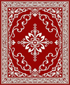 Crimson Cream Flourish Medallion Rug