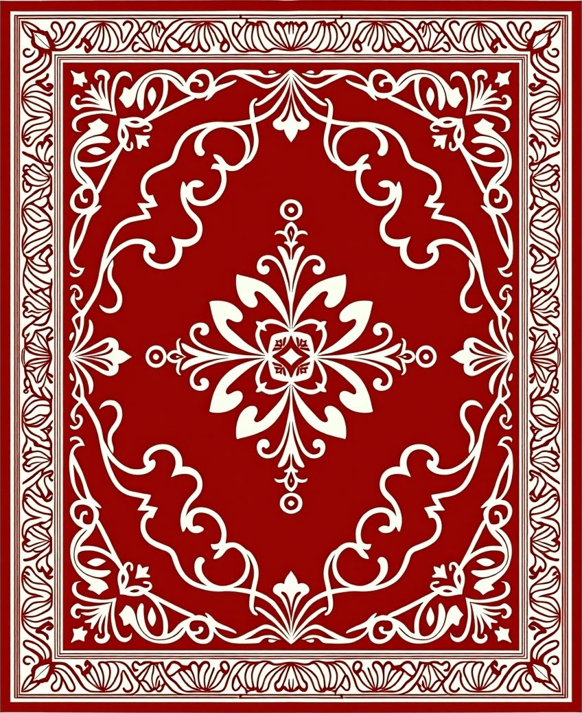 Crimson Cream Flourish Medallion Rug
