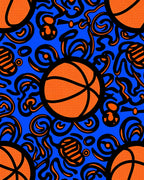 Vibrant Orange Basketball Swirls Rug