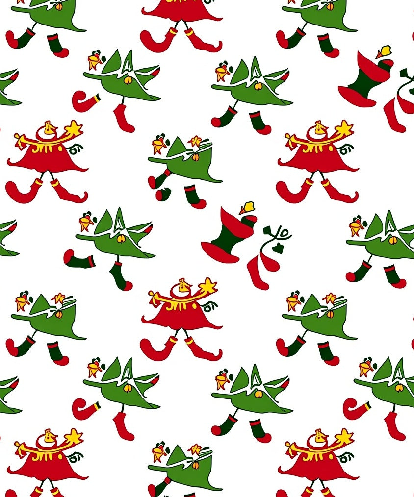Whimsical Red Green Tree Elves Rug