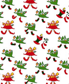 Whimsical Red Green Tree Elves Rug