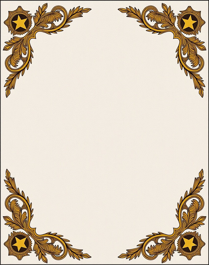 Golden Star Medallion Victorian Scroll Rug