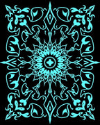 Aqua Floral Medallion Symmetry Rug