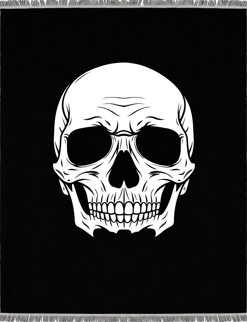 Monochromatic Skull Graphic Textile Rug