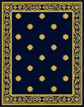 Naval Blue Golden Floral Border Rug
