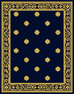 Naval Blue Golden Floral Border Rug