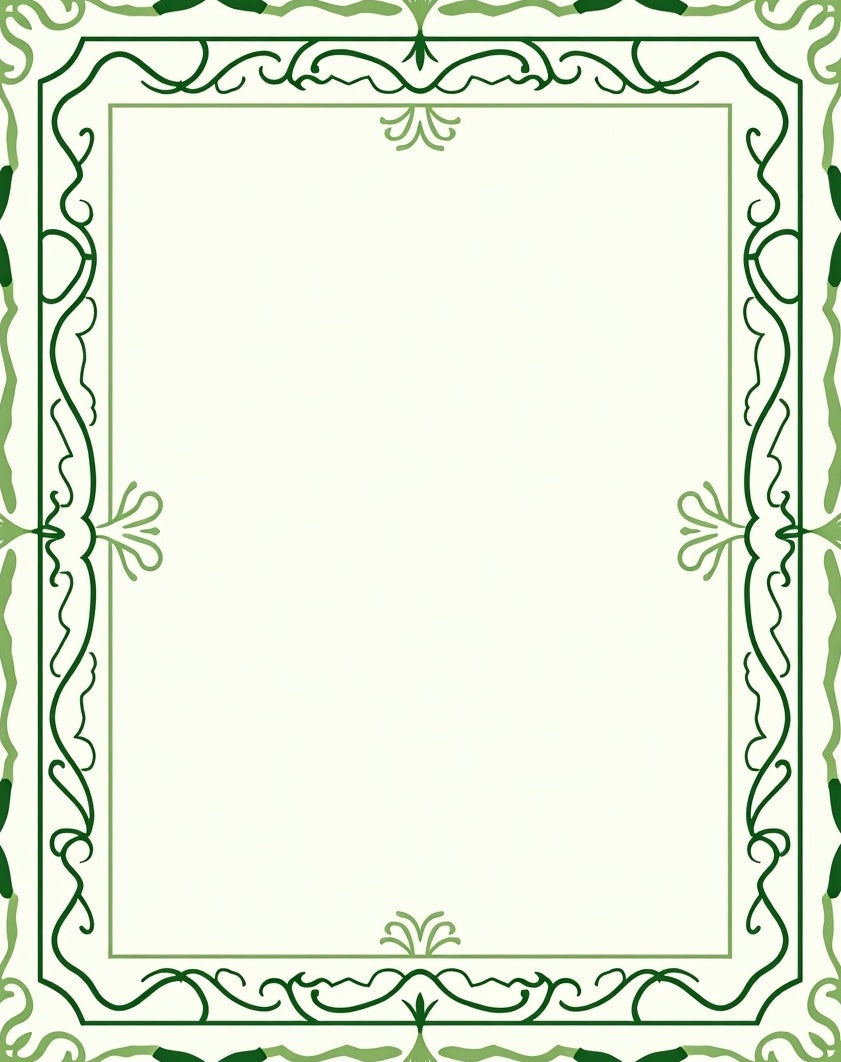 Green Leafy Vine Border Rug