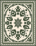 Emerald Leaves Ornate Centerpiece Rug
