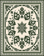 Emerald Leaves Ornate Centerpiece Rug