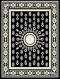 Black and Cream Sunburst Medallion Rug
