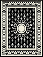 Black and Cream Sunburst Medallion Rug