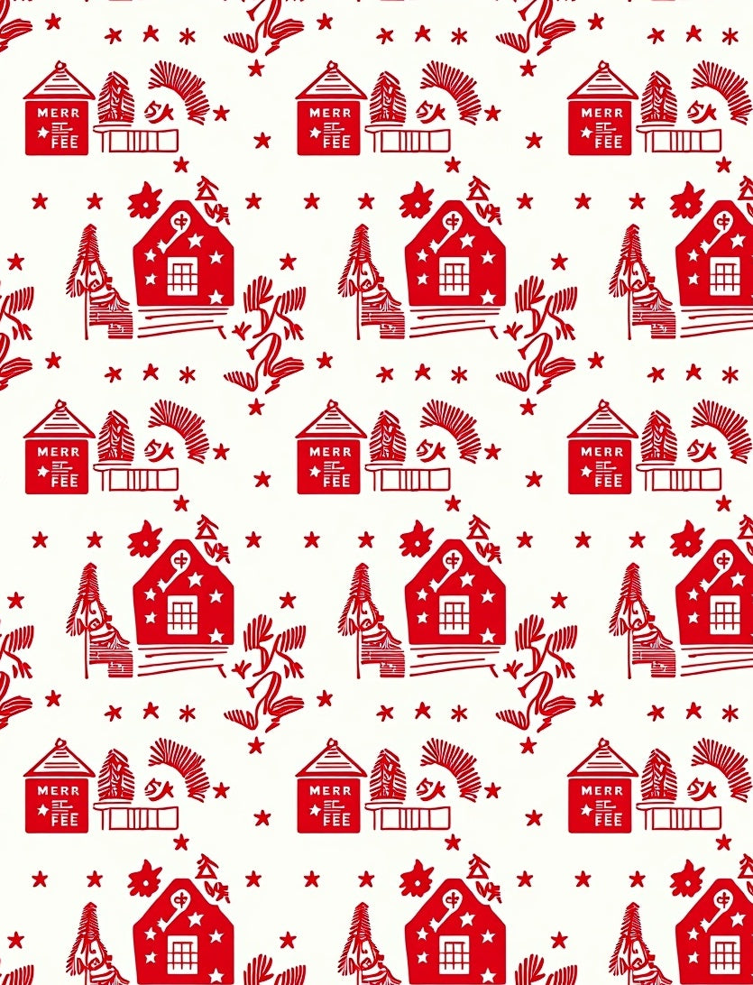 Red Village Christmas Stars Rug