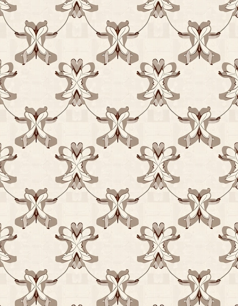 Creamy White Abstract Bloom Lattice Rug