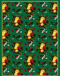 Festive Yellow Ornaments Green Garland Rug