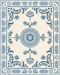 Azure Blue Medallion Floral Corner Rug