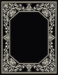 Ornate Black White Floral Frame Rug