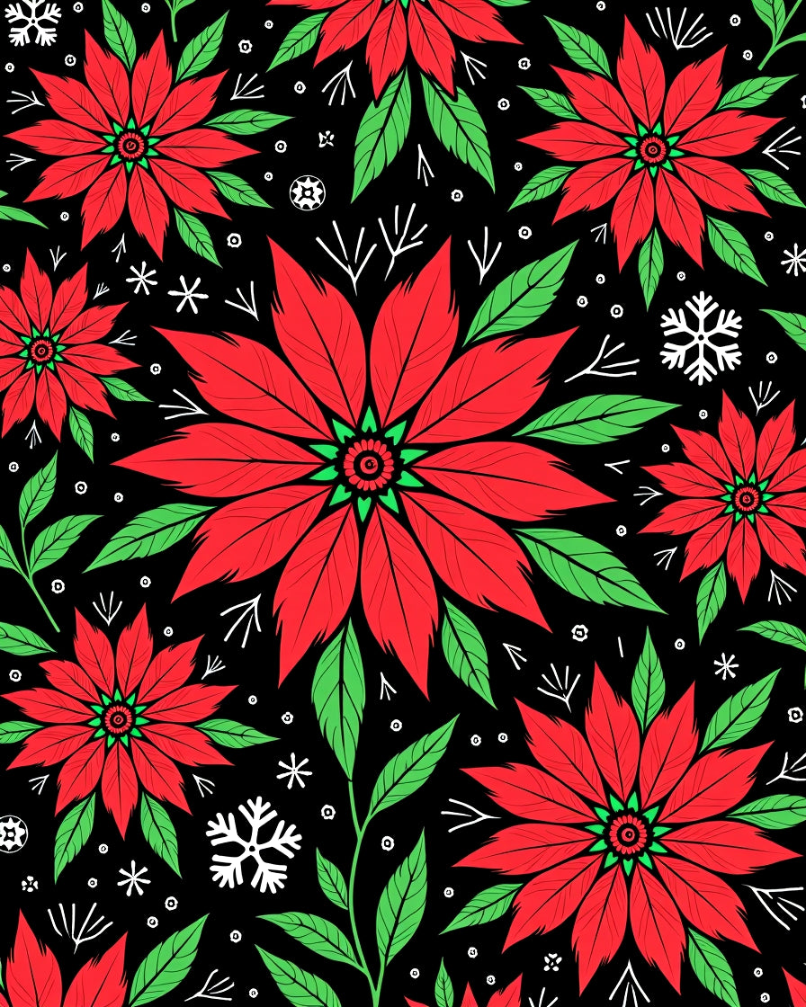 Crimson Floral Snowflakes Mandala Rug
